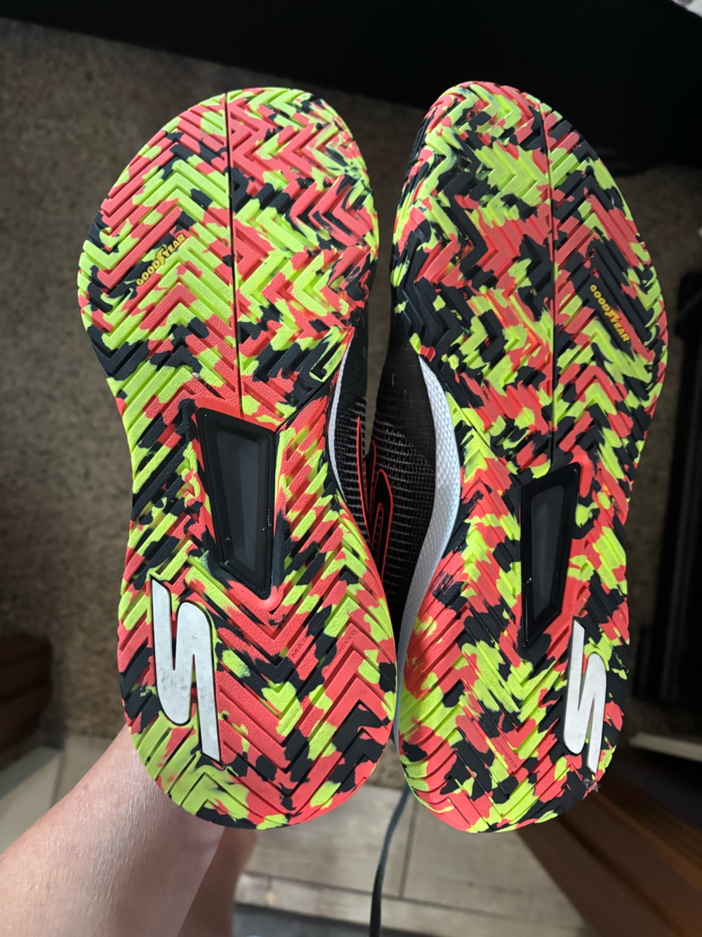 Skechers Men’s Black Athletic Sneakers with Red and Neon Yellow Accents - Picture 3 of 4